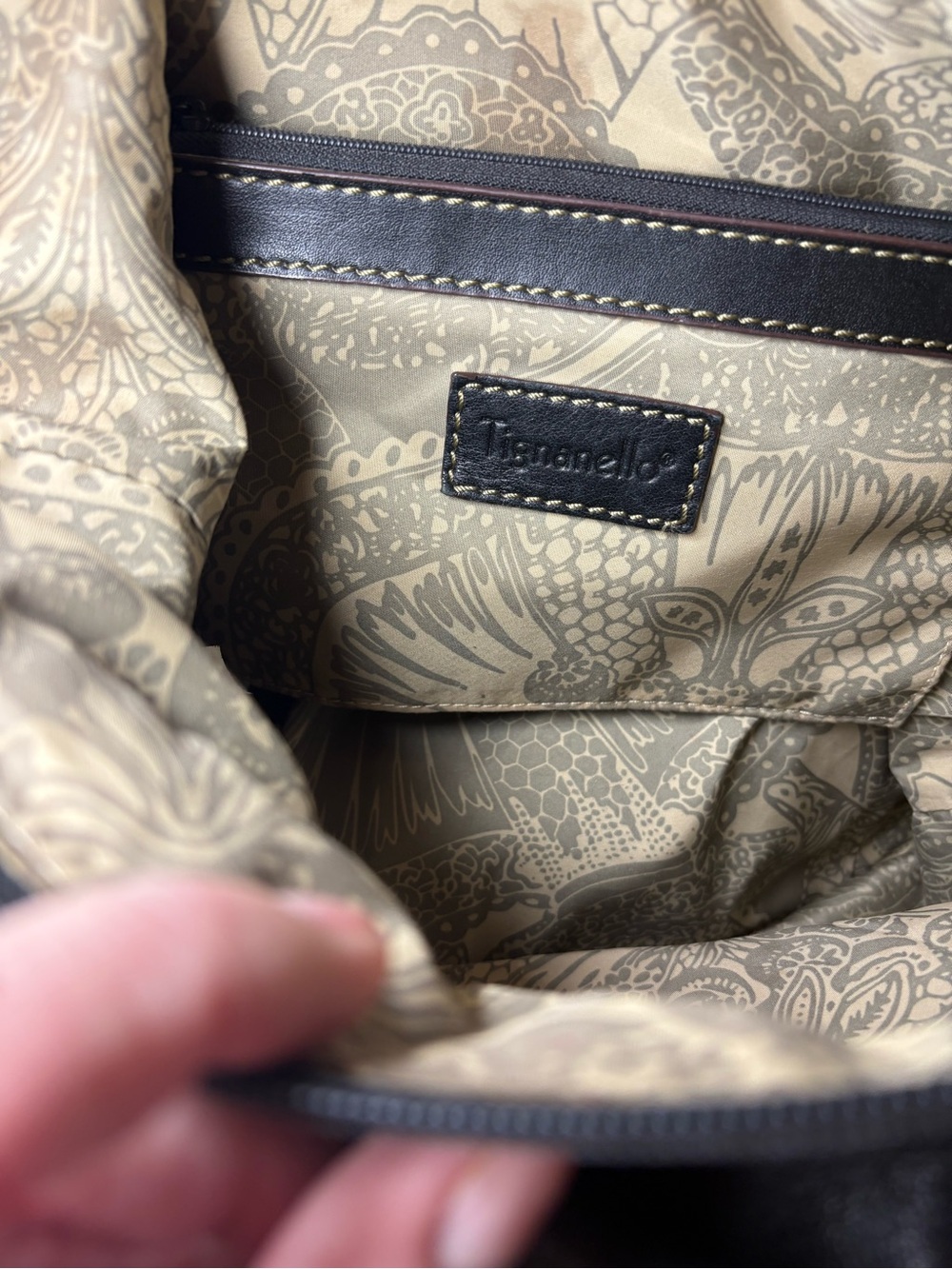 Tignanello Black Shoulder Bag- Multi-Pocket Shoulder Bag - Picture 7 of 15